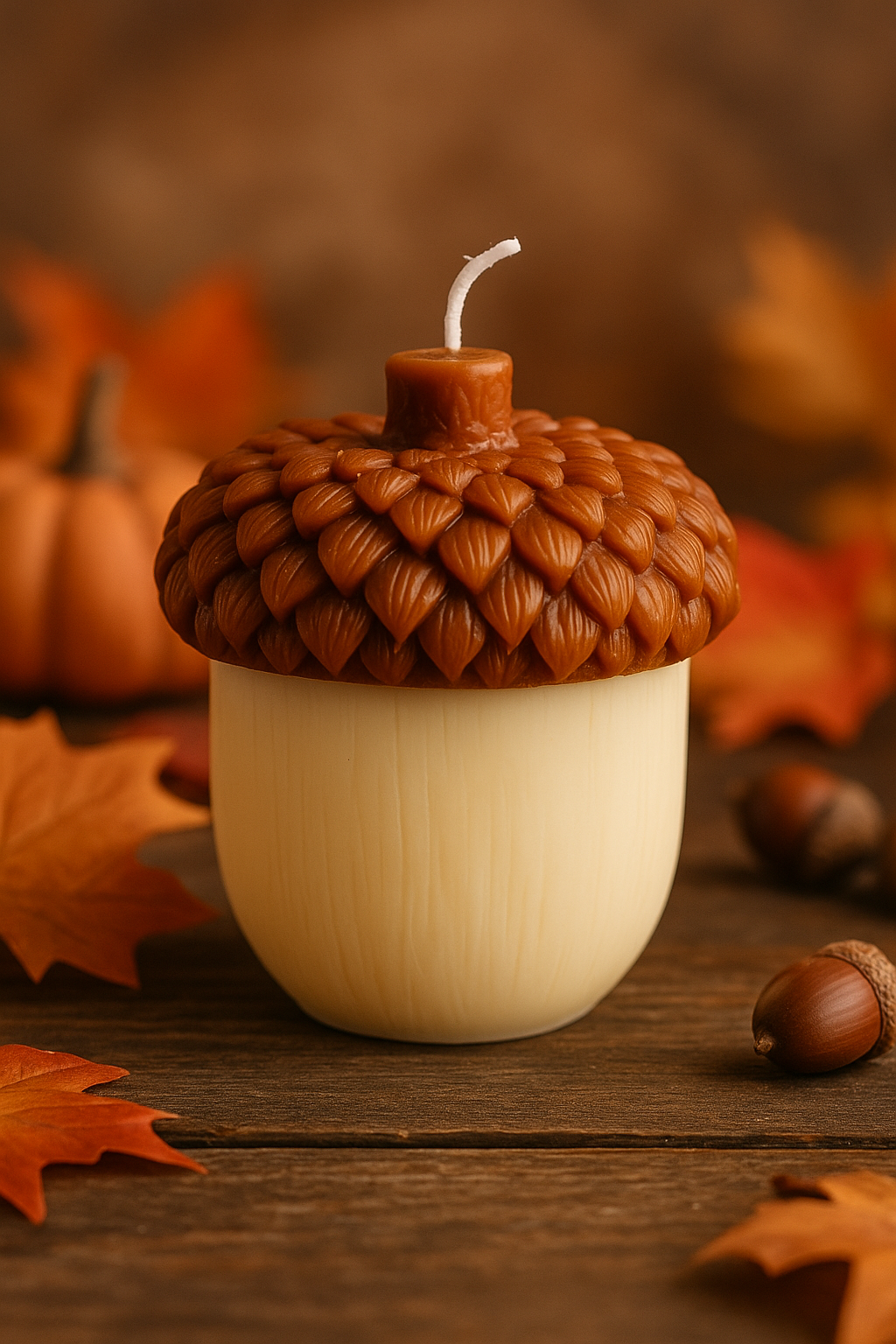 Handmade Acorn Candle – Fall Decor or Seasonal Gift