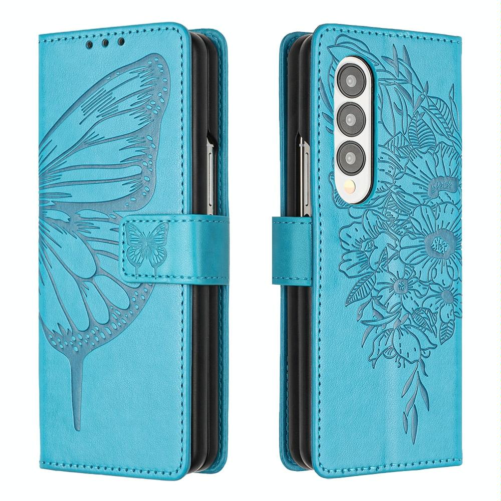 NNEDSZ Butterfly Embossed Leather Phone Case - Blue
