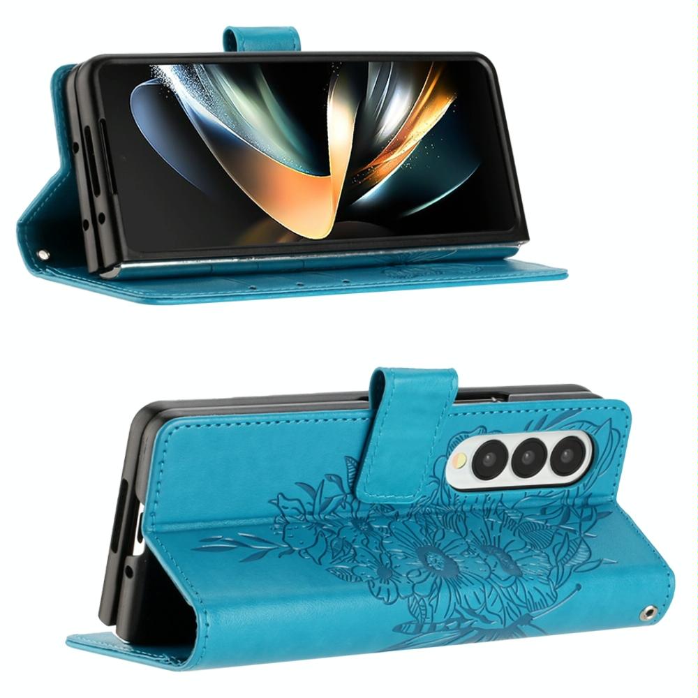 NNEDSZ Butterfly Embossed Leather Phone Case - Blue