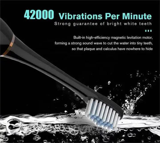 NNEDSZ X-3 Sonic Electric Toothbrush in White, 8 Brush Heads, Travel Case, USB Charging, and Stand Included