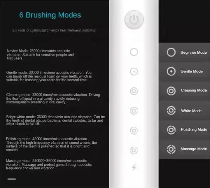 NNEDSZ X-3 Sonic Electric Toothbrush in White, 8 Brush Heads, Travel Case, USB Charging, and Stand Included