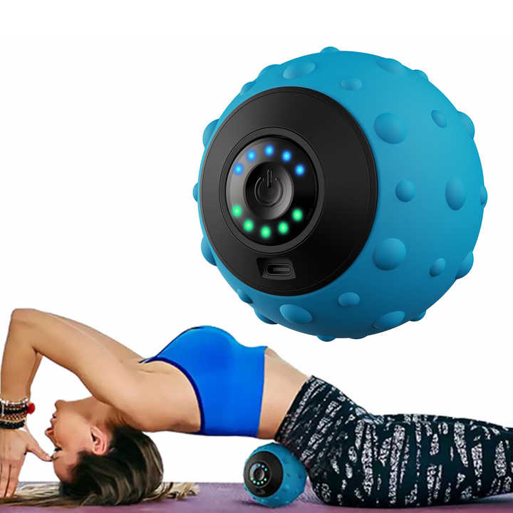 NNEDSZ Blue Vibrating Massage Ball - Deep Tissue Muscle Relaxation & Recovery Tool - Portable Electric Massager with USB Rechargeable Design